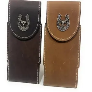 Handmade Roughout Genuine Cow Hide Leather Phone Wallet Case with Stron Magnetic strap Personalised Floral Embossed Case