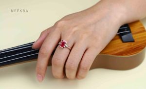 Ensemble de lunette en or massif 10 carats émeraude, rubis cultivé en laboratoire, bague de style Art déco fabriquée à la main avec option de changement de ton en métal/pureté - Product Image 6