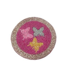Posavasos con cuentas artesanales, posavasos bordado con diseño de mariposa, mantel para cubrir tus bebidas, manteles para mesa de comedor, Color personalizado - Product Image 1