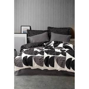 Niko antracita moderno juego de funda de edredón individual hecho a mano de algodón en caja-moderno - Product Image 1
