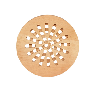 Round Beech Wood Trivet 20 cm, Vented Hot Pot Holder, Kitchen <b>Table</b> <b>Protector</b>, Custom Logo OEM - Product Image 1