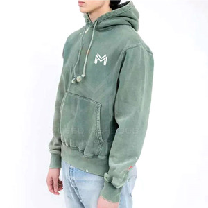 Dernier design de sweat-shirt à capuche pour homme, effet délavé, manches longues, respirant, coupe-vent, imperméable, logo personnalisé, hiver, polyester/coton - Product Image 3