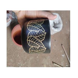 Macetas Cuadradas de Terracota Esmaltada Hechas a Mano con Platillos, Macetas de Arcilla Indias para Plantas de Jardín y Suculentas - Product Image 3