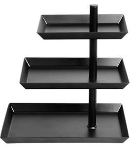 Nouvel arrivage de paniers à deux niveaux en fer noir panier de rangement panier de fruits ustensiles de cuisine présentoir de table support de rangement pour maquillage - Product Image 2