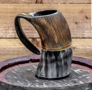 Mug à boire en corne de buffle de qualité supérieure, design viking, mug à bière décoratif, cadeau pour les fils - Product Image 4
