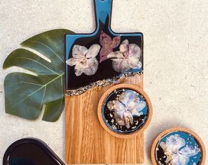 S'IL VOUS PLAÎT UNIQUE DESIGN COASTER EN RÉSINE DE BOIS ÉPOXY pour Café Thé Boisson En Bois Personnaliser Carré Rond Tasse À Thé En Cristal - Product Image 4