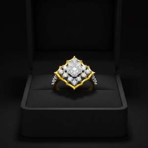 Elegante Anillo de Diamantes Vintage en Oro Amarillo de 14K para Mujer, para Boda, Compromiso, Aniversario o Fiesta - Product Image 1