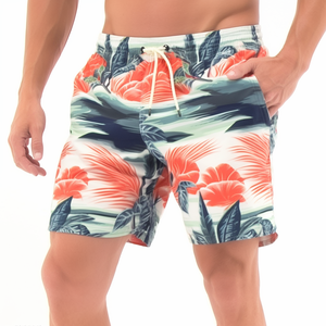 Short de bain pour hommes personnalisable moyen respirant anti-rides extensible dans les 4 sens imperméable solide décontracté short de plage durable OEM - Product Image 6