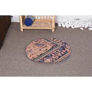 Alfombra de lana de retazos rosa azul tradicional Vintage, alfombra Rectangular de 2x2 pies para sala de estar, látex para pasillo, diseño de rompecabezas, viscosa - Product Image 1