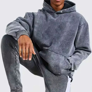 Chándales de lavado ácido de poliéster y algodón pesado de diseño personalizado de alta calidad OEM de fabricante profesional para hombres y mujeres - Product Image 5