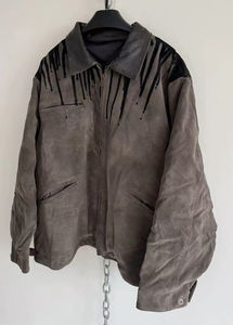 Chaqueta de cuero de ante de vaquero formal al por mayor para hombre, cómoda lona personalizada, técnica lavada de invierno de alta calidad - Product Image 3