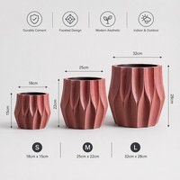 Pot de fleurs en ciment géométrique à facettes moderne avec trou de drainage pour l'affichage de plantes d'intérieur
