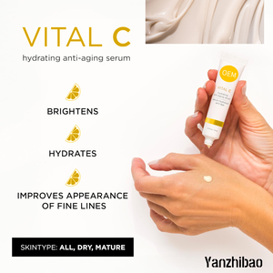 Suero Facial Hidratante con <span class=keywords><strong>Vitamina</strong></span> <span class=keywords><strong>C</strong></span> OEM, Suero Facial Antienvejecimiento Iluminador con Ácido Hialurónico, Suaviza el Tono y Reduce las Arrugas - Product Image 2