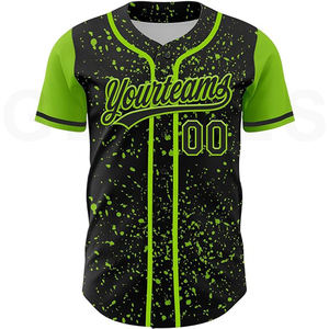 GUANTES de cuello en V personalizables Jersey de béisbol de ciudad Corte clásico con un cómodo escote en V Jersey de béisbol sublimado Verde Negro - Product Image 2