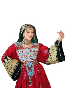 Afghan kuchi ชุดเจ้าสาวสีชมพู, เดรสคู่ยาวถึงพื้นหลากสีลายลูกไม้แบบดั้งเดิมชนเผ่าโบฮีเมียน - Product Image 1