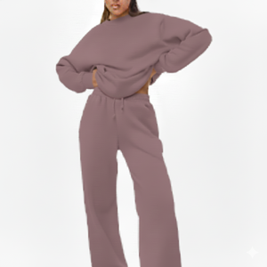 Ensemble de survêtement décontracté deux pièces pour femme, style urbain, uni, respirant, coupe ample, idéal pour la mode quotidienne moderne. - Product Image 1