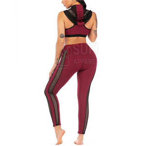 Ensemble de yoga pour femmes, taille haute, uni, leggings slim avec logo sur le devant, soutien-gorge de sport assorti, confortable, extensible, pour le sport - Product Image 5