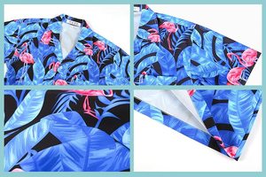 Conception de haute qualité Impression par sublimation Vêtements de plage Séchage rapide Polyester Boutonné Hawaii Manches courtes Chemise hawaïenne pour hommes - Product Image 2