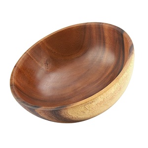 Cuenco de servir vajilla para restaurante y hogar cuenco de madera natural con forma redonda fabricación a precio al por mayor - Product Image 1