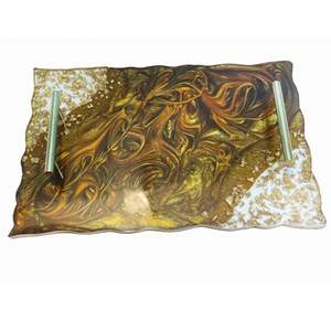 Ensemble de sous-verres de plateau de service floral en résine de designer fait à la main personnalisé de haute qualité pour la maison et le restaurant en Inde - Product Image 1