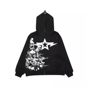 Sudadera con capucha unisex personalizada con cremallera completa, 100% algodón, forro polar/franela, de secado rápido, transpirable, térmica para invierno - Product Image 2