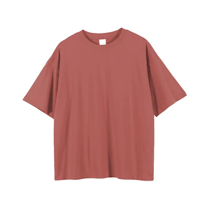 Hombres impresión personalizada Oem Mock Neck Streetwear camiseta de gran tamaño Boxy Fit Drop Shoulder 100% algodón en blanco - Product Image 4