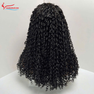 Perruques vietnamiennes extension de cheveux humains dentelle de couleur noire naturelle 4x4 suisse HD dentelle vapeur lutin bouclés prêt à expédier - Product Image 5