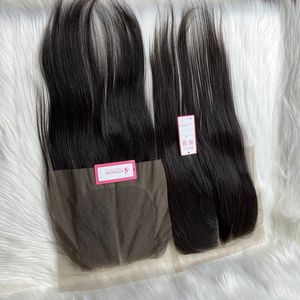 สีธรรมชาติการรวมกลุ่มตรงผมสานรวมกลุ่มผมมนุษย์สำหรับผู้หญิงสีดำที่มีส่วนกลางฟรีส่วนปิดลูกไม้ดิบ5x5 - Product Image 2