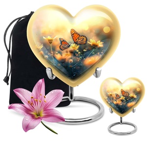 Par de mariposas Combo de 2 (urna de 10 pulgadas y urna de recuerdo)-urnas de cremación amarillas - Product Image 1