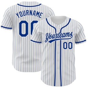 Meilleures ventes Vêtements d'équipe personnalisés Maillot de baseball blanc à rayures royales authentique - Product Image 1