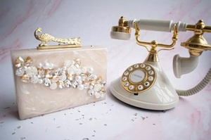 Luxury Resin Customized Clutch Handbag Fashion Metal Embellishments Stone Work Intricate Embroidery Designer Handmade Ladies - Product Image 4