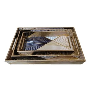 Nuevo estilo de esmalte impreso y bandeja de madera para servir comida nueva bandeja de madera en precio al por mayor nuevo plato indio - Product Image 6