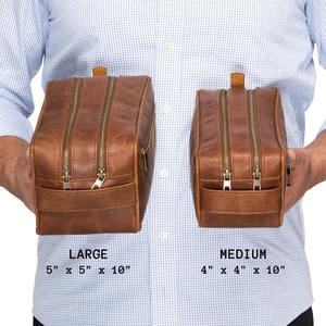 Men's Genuine Leather <b>Wash</b> <b>Bag</b> TYG-0040C Dopp Kit Zipper Closure Black Brown for Toiletry <b>Travel</b> Gift for Him Birthday Groomsmen - Product Image 2