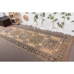 Alfombra de lana turca Vintage rústica negra Beige 4,3 X 11.8ft diseño de retales clásico hecho a mano para pasillo rectangular de látex para vivir - Product Image 3