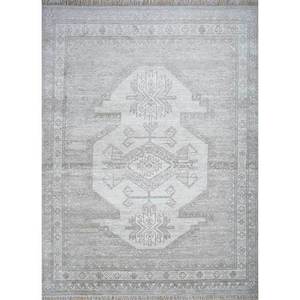 Tapis en laine noué à la main, gris thym et noir, motif géométrique et abstrait, pour la maison, couloir, salon - AKWT-1009 - Product Image 1