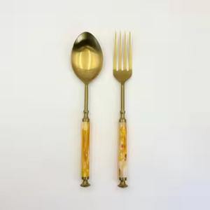 Ensemble de cuillères de service en métal avec manche en résine, ensemble de serveurs à salade en métal de qualité supérieure - Product Image 3