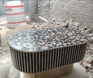 Mesa de Centro de Estilo Moderno Hecha a Mano con Incrustaciones de Hueso, Mueble Elegante para el Hogar u Hotel, Decoración Única para el Hogar, Mesas de Comedor Artesanales - Product Image 4