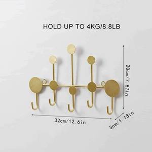 Porte-manteau mural moderne en métal avec accents ronds pour accrocher les clés, les sacs, les accessoires et ajouter une organisation élégante aux espaces de la maison - Product Image 2