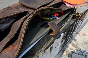 Handmade Genuine Buffalo Leather <b>Messenger</b> Cross-Body Briefcase Office and Travel <b>Bags</b> with <b>Laptop</b> Compartment - Product Image 2