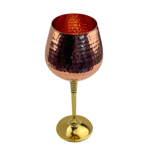 Verre à vin en cuivre et laiton pur |   Gobelet en cuivre martelé artisanal - Product Image 3
