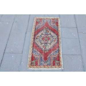 Rug, 1.7x3.2 ft Vintage Rug, <b>Red</b> Animal Print Rug <b>Wool</b> - Product Image 1