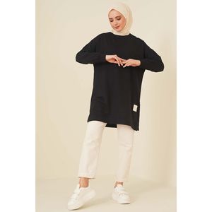 Tunique Brodée Décontractée Noir - Product Image 1