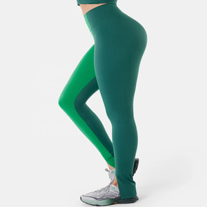 Leggings de gymnastique taille haute pour femmes Leggings d'entraînement pour femmes avec panneau de coupe Couleur unie Legging de sport ajusté Bas quantité minimale de commande Prix bon marché - Product Image 2