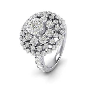 Luxe pour femmes 10K véritable or blanc géométrique zircon cubique bague diamant perle Style classique bijoux en or 18K pour Rhodium - Product Image 2