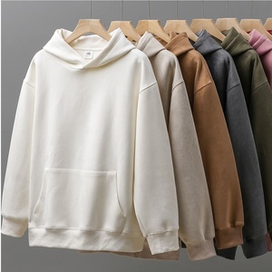 2023 automne hommes 420G lourd lisse polaire sweat à capuche coupe ample couleur unie à manches longues vêtements d'hiver - Product Image 4