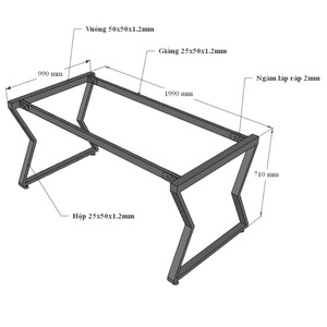 MConcept HBMC012 Conference <b>Table</b> 200x100 Modern Minimalist Design Assembly Steel Legs Made From Wood MFC for <b>Office</b> Furniture - Product Image 5