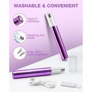 Tondeuse à poils de nez compacte et portable pour femmes, rechargeable par USB-C, facile à nettoyer, polyvalente pour la maison et la voiture, fabriquée en plastique - Product Image 6