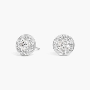 Pendientes de tuerca circulares con diamantes cultivados en laboratorio de corte redondo, 1.00 ct, en oro macizo de 14K, para ocasiones especiales - Product Image 3