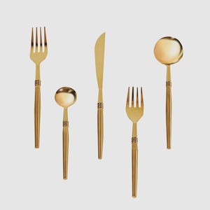 Gran oferta, de estilo de nuevo fabricante India, elegante juego de cubiertos de oro pulido con espejo de acero inoxidable para el uso de la cena en casa del Hotel - Product Image 1
