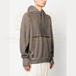 Sweat-shirt à capuche oversize pour homme, effet délavé, uni, sport, coton respirant, séchage rapide, 100% coton - Product Image 1